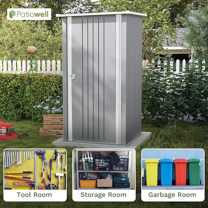 Patiowell 3 x 3 FT Outdoor Storage Shed, Small Garden Tool Storage Shed - Image 5