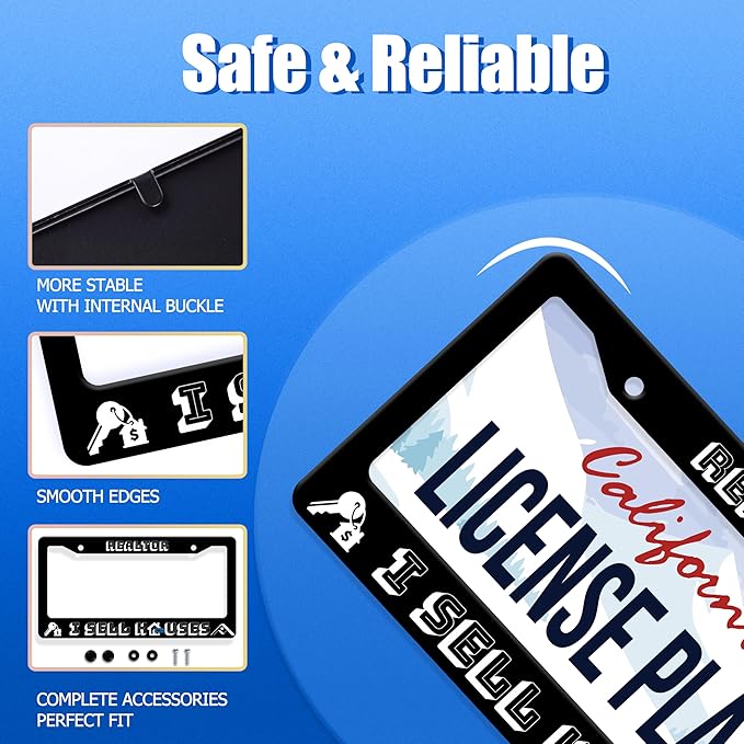 Realtor I Sell Houses License Plate Frame Funny License Plate Stainless Steel - Image 2