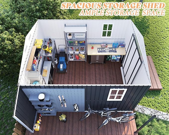 AMERLIFE 10.6x10.3x6.3 FT Galvanized Metal Storage Shed - Image 4