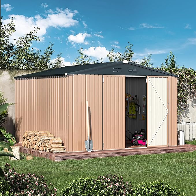 AECOJOY 10'x10' Outdoor Storage Shed, Large Metal Sheds & Outdoor Storage - Image 5