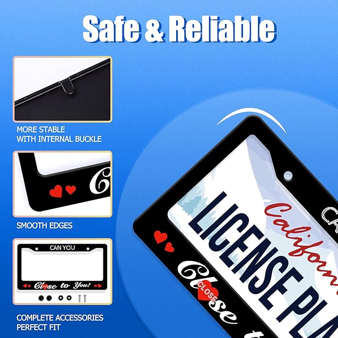 Funny License Plate Frame Can You Close to You License Plate Stainless Steel - Image 2
