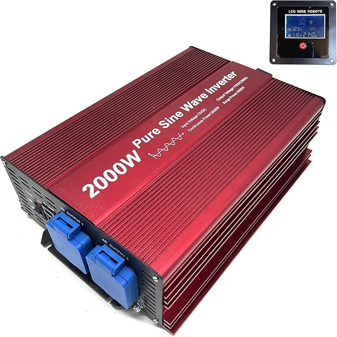 2000W Pure Sine Wave Inverter 12V to 120V AC by Fit4Less
