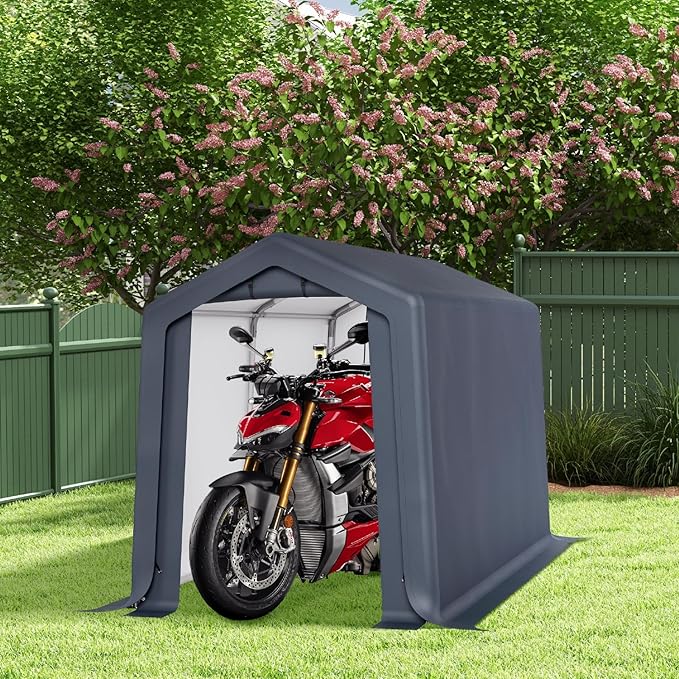 GREEN PARTY Storage Shelter Shed, 6x10 ft Portable Shed Outdoor Carport - Image 8