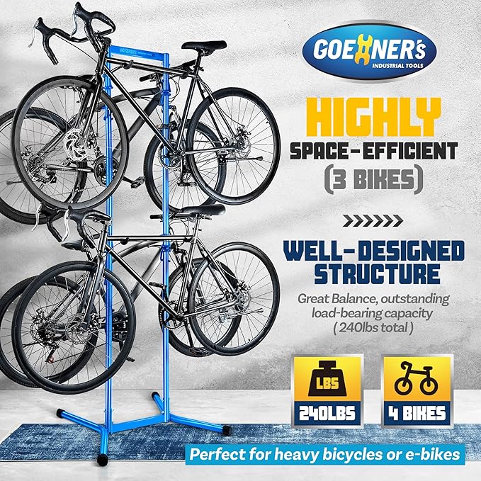4 Bike Storage Rack Garage, Freestanding Gravity Bicycle Rack - Image 2