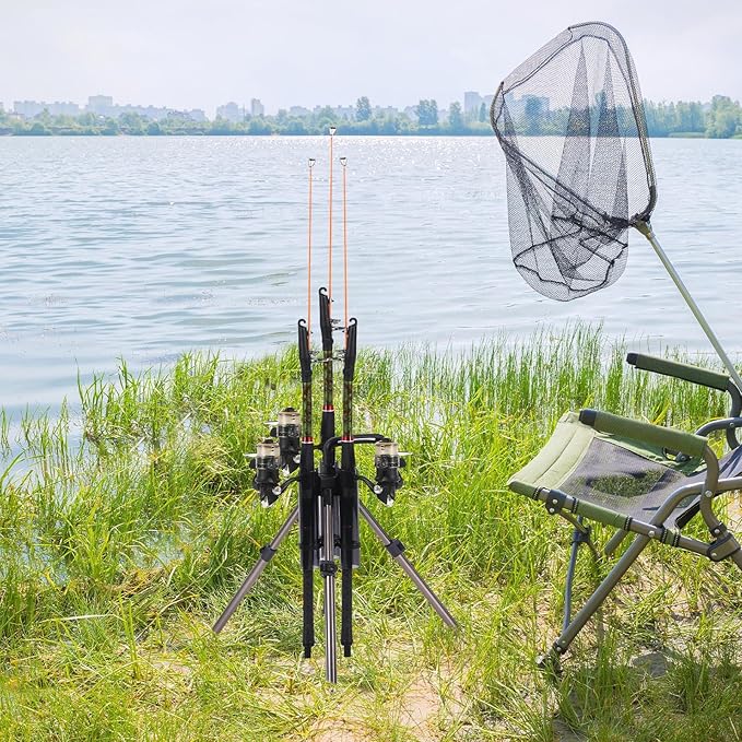 Gisafai Fishing Rod Carrier Foldable Pole Holder Stand 3 Rod Portable Surf - Image 5