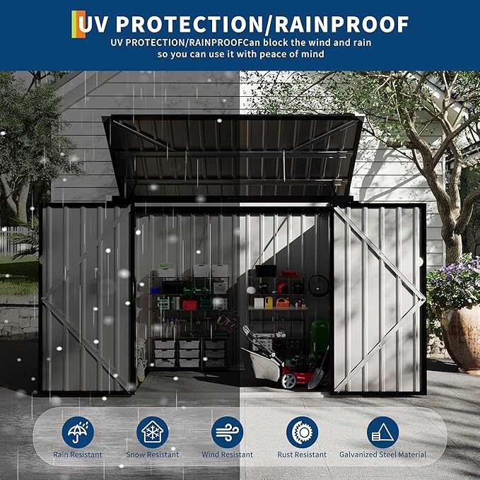Outdoor Trash Can Storage 2 Binsgarbage Bin Storage Shed, 3x6 FT Garbage Bin - Image 4