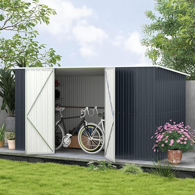 Outsunny 11' x 6' Outdoor Storage Shed, Galvanized Metal Utility Garden Tool by Outsunny