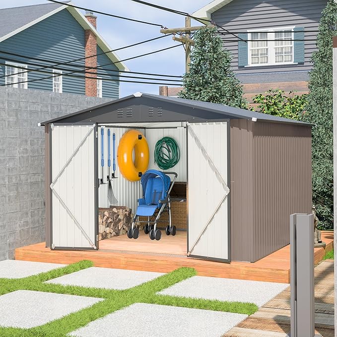 10 x 10 FT Outdoor Storage Shed, Large Metal Tool Sheds by ForEveryCornerofLife
