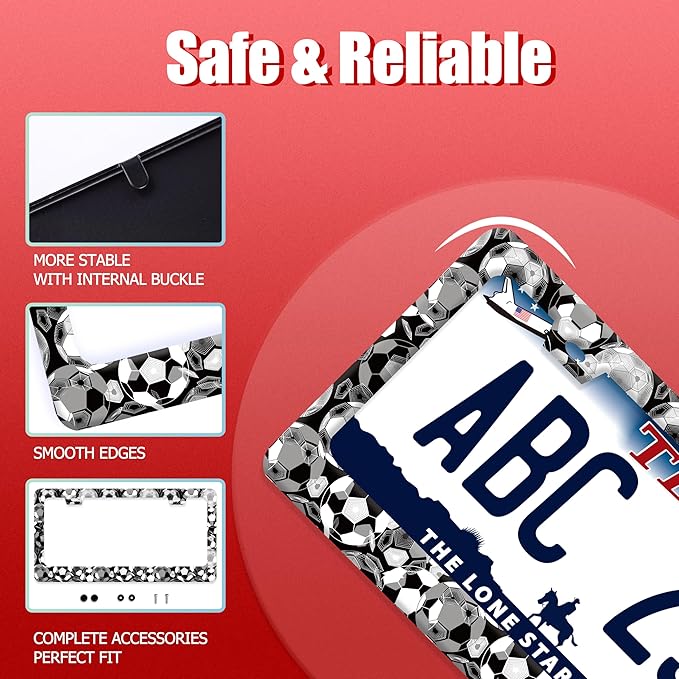 Personalise Soccer Ball Pattern License Plate Frame Funny License Plate Auto - Image 2