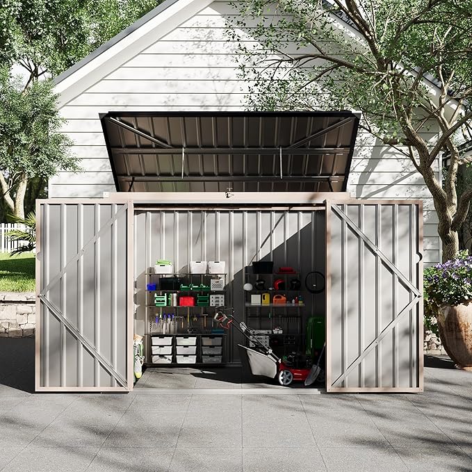 2 Trash Cans Metal Outdoor Storage, 3x6 FT Garbage Bin Storage Shed - Image 9