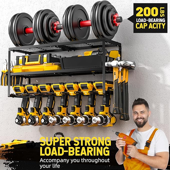 Power Tool Organizer-7 Drill Holder Wall Mount, Garage Organization Storage - Image 3
