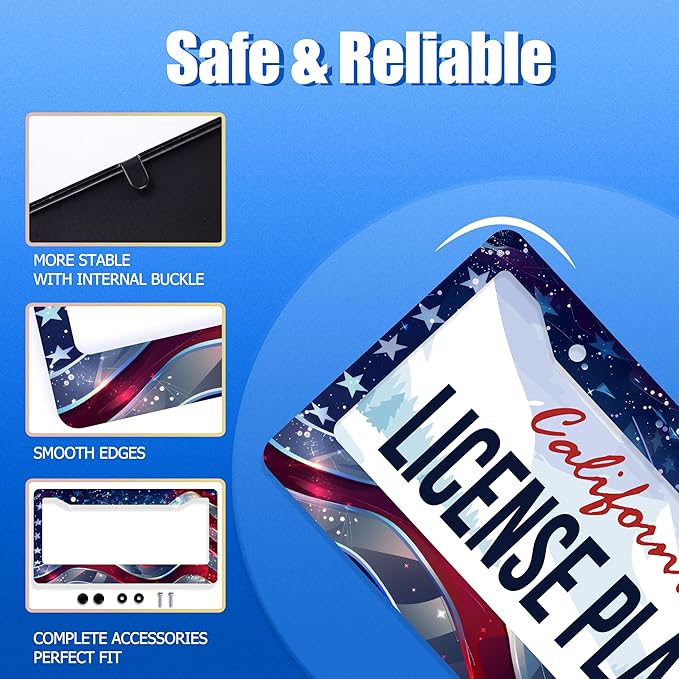 Patriotic American Flag License Plate Frame USA Flag License Plate Stainless - Image 2