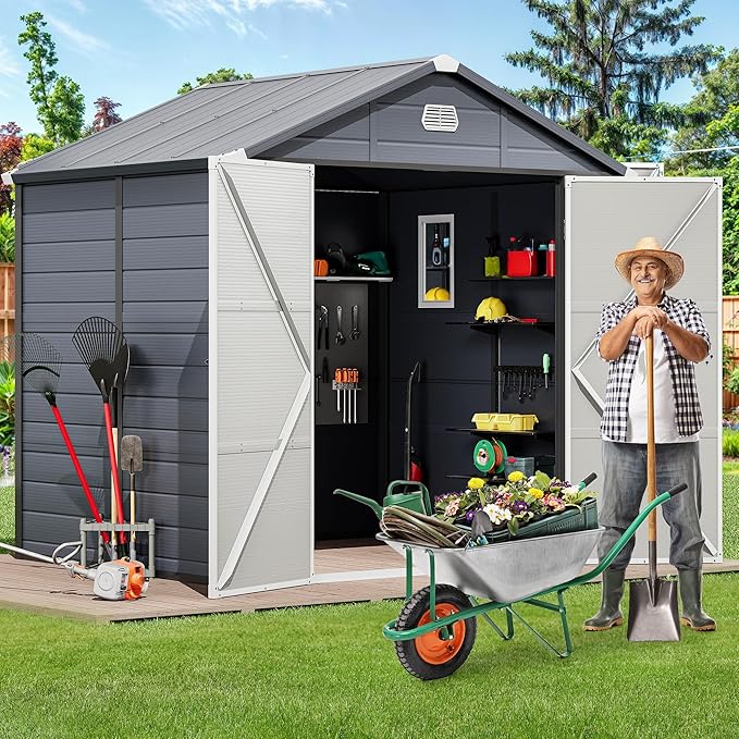 YITAHOME 8x6.2FT Outdoor Storage Shed w/o Floor, All-Weather Plastic Shed - Image 2