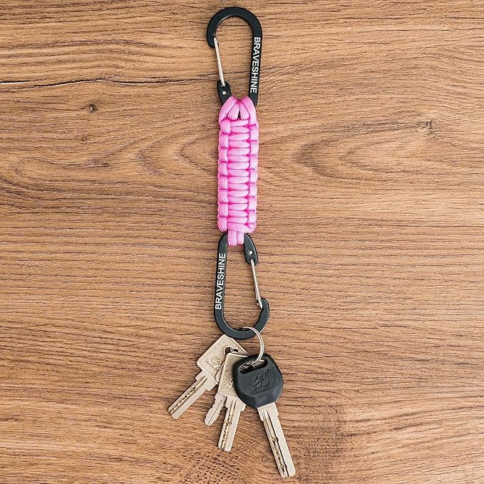 BRAVESHINE Paracord Keychain Carabiner Clip, D Ring Lanyard Hanger Stroller Hook - Image 5