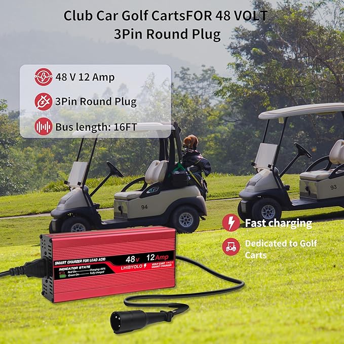 48V Golf Cart Battery Charger for 12A Club Car, - Image 2