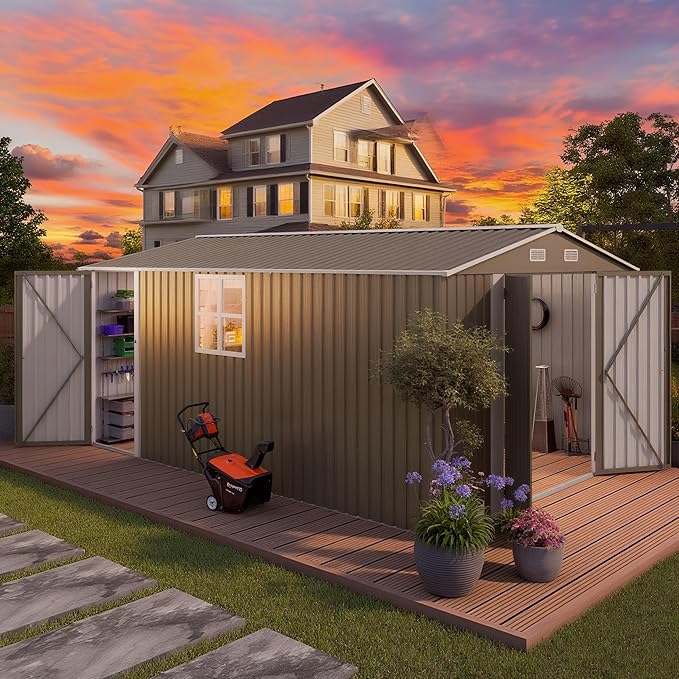 10 x 14 FT Outdoor Storage Shed, Metal Garden Tool Shed by Unknown