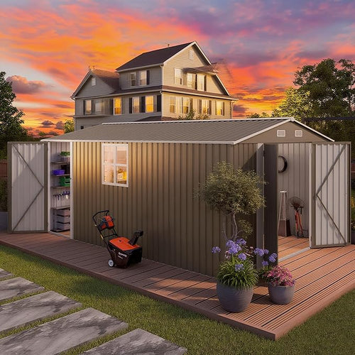 10 x 14 FT Outdoor Storage Shed, Metal Garden Tool Shed by Unknown