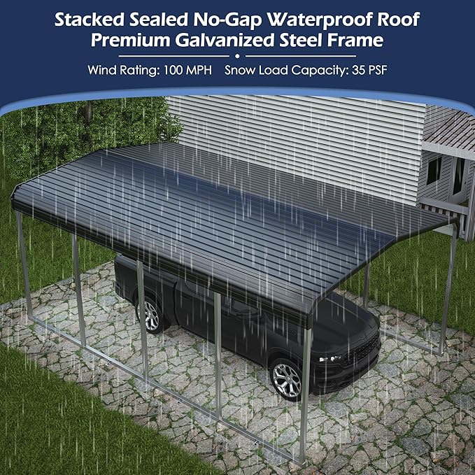 Xilingol 12x20 FT Metal Carport, Heavy Duty Carport Canopy - Image 2
