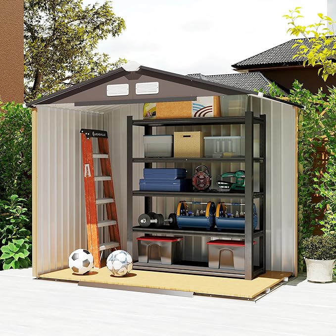Outsunny 7' x 4' Outdoor Storage Shed, Garden Tool Metal Shed - Image 9