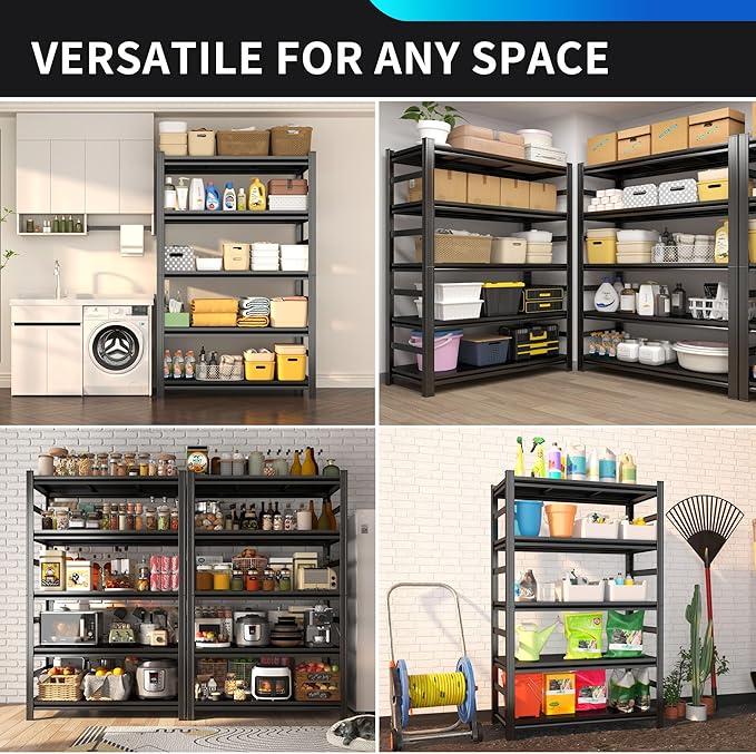 72" H Metal Garage Shelving Unit, 5-Tier Adjustable Garage Storage Shelves - Image 7