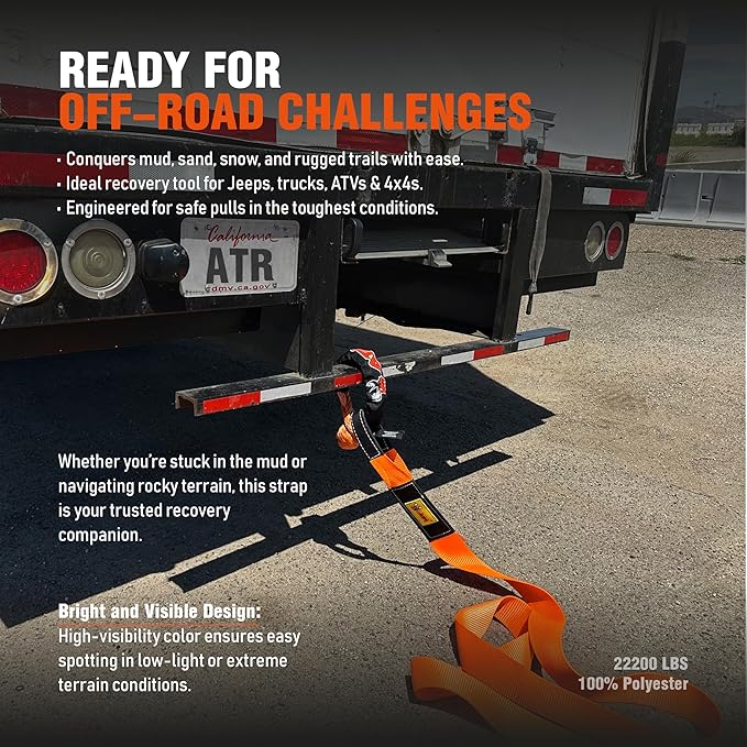 ATR Recovery Tow Strap 3" x 20ft – 22, 200 lbs Breaking Strength, Heavy Duty - Image 6