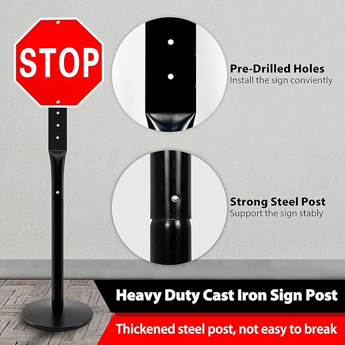 Heavy Duty Parking Sign Base Cast Iron 48" Parking Sign Post, Heavy Duty Cast - Image 4