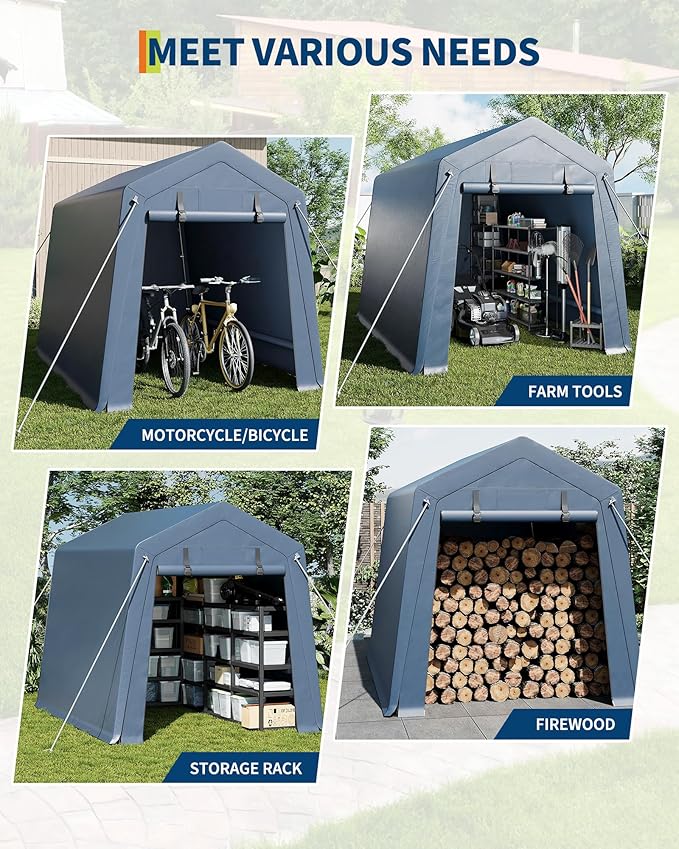 6x6 FT Motorcycle Shed, Durable Outdoor Motorcycle Storage Tent - Image 5
