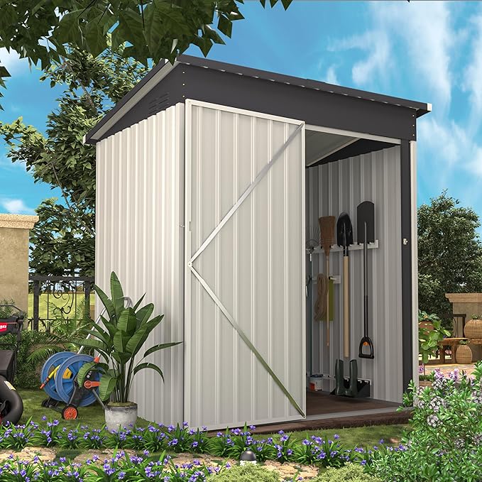 U-MAX 5' x 3' Outdoor Metal Storage Shed, Steel Garden Shed - Image 2