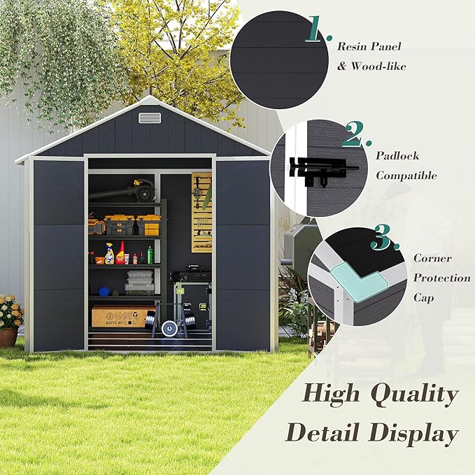 MyVoice 8x8 FT Outdoor Resin Storage Shed - Image 2