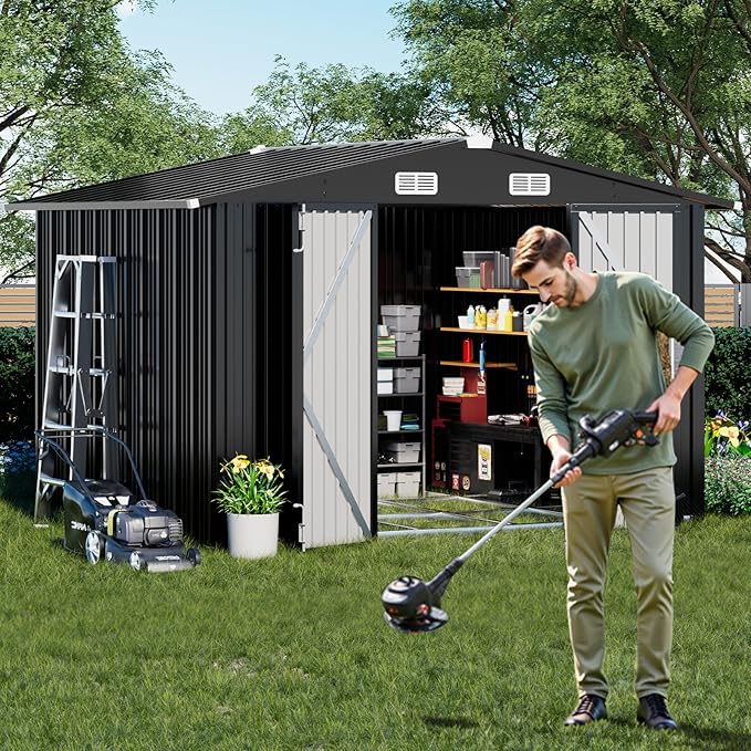 COMHOMA Shed Outdoor Storage Shed Metal, Lockable Doors Tool Sheds - Image 8