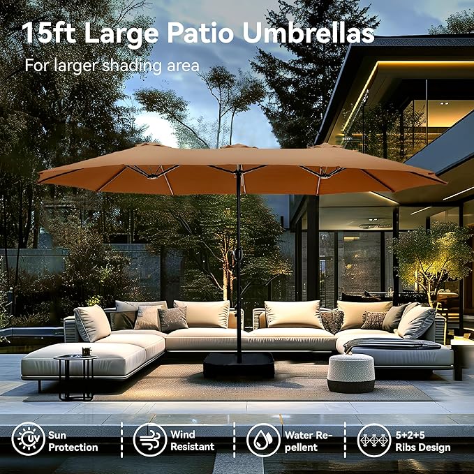 PHI VILLA 15ft Large Patio Umbrellas - Image 2