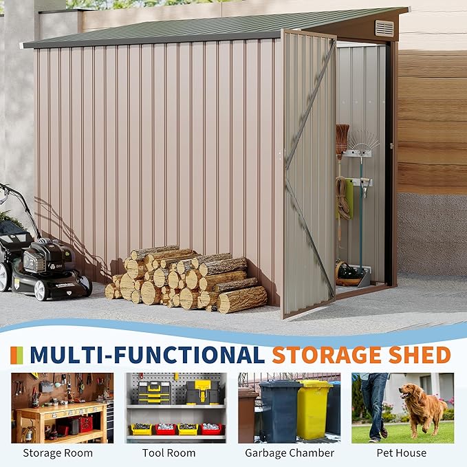 4' x 8' Outdoor Lean to Storage Sheds Outdoor, Heavy-Duty Lean to Garden - Image 3