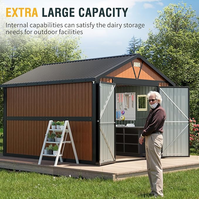 10x12 Ft Outdoor Storage Shed, Extra Large Metal Shed - Image 4