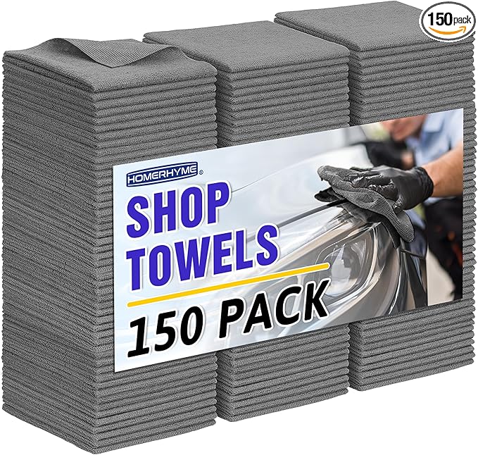 HOMERHYME Microfiber Cleaning Cloth, 150 Pack Grey Cleaning Rags, Bulk by HOMERHYME