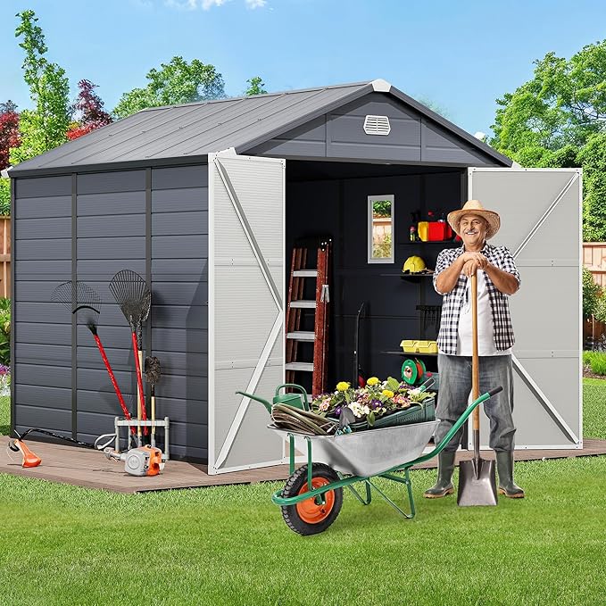 YITAHOME 8x9 FT Outdoor Storage Shed w/o Floor, All-Weather Plastic Shed - Image 2