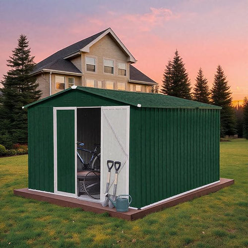 10 x 8 FT Outdoor Storage Shed, Metal Garden Tool Shed by Unknown