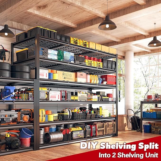REIBII 60" W Garage Shelving, 2900LBS Storage Shelves, 6 Tier Heavy Duty - Image 8