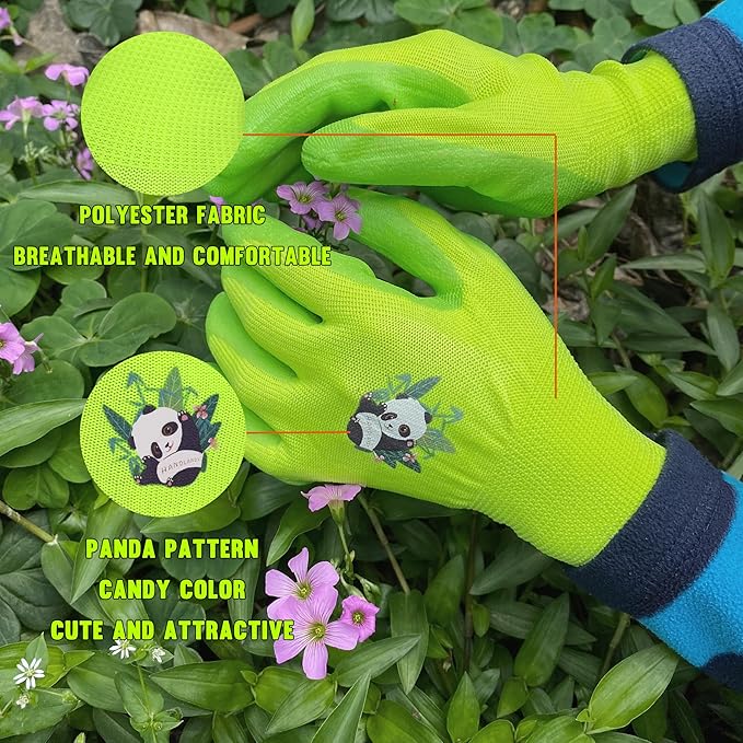 HANDLANDY 2 Pairs Kids Gardening Gloves, Toddler Children Garden Yard Work - Image 2