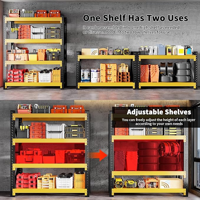 4000LBS Garage Shelving 48" W Garage Shelving Heavy Duty 4-Tier Metal Storage - Image 5