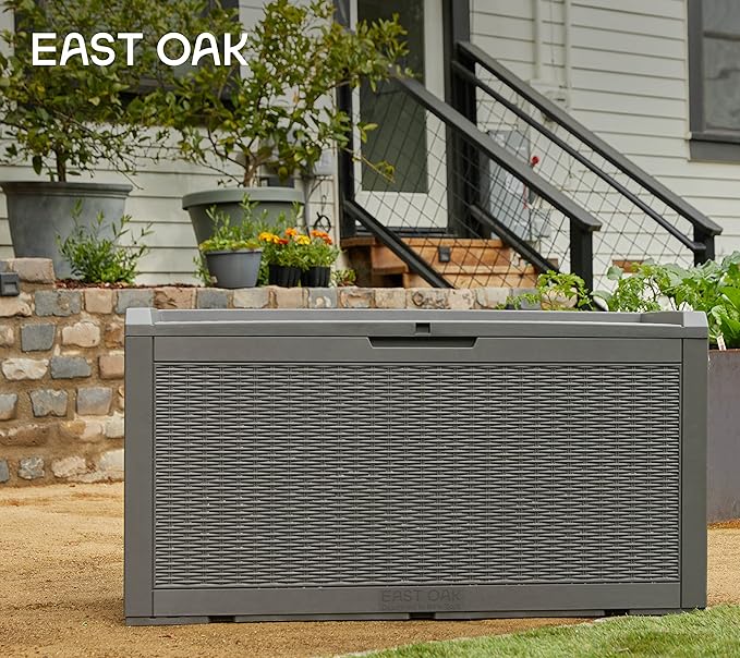 EAST OAK Outdoor Storage Box, 100 Gallon Deck Box, Waterproof Resin Storage - Image 6