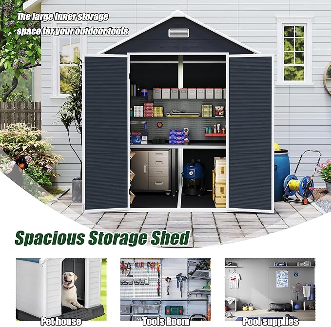 6x6 FT Outdoor Storage Resin Shed - Image 4