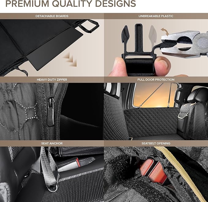XL Truck Back Seat Extender for Dogs, Hard Bottom Dog Car Seat Cover for Back - Image 7