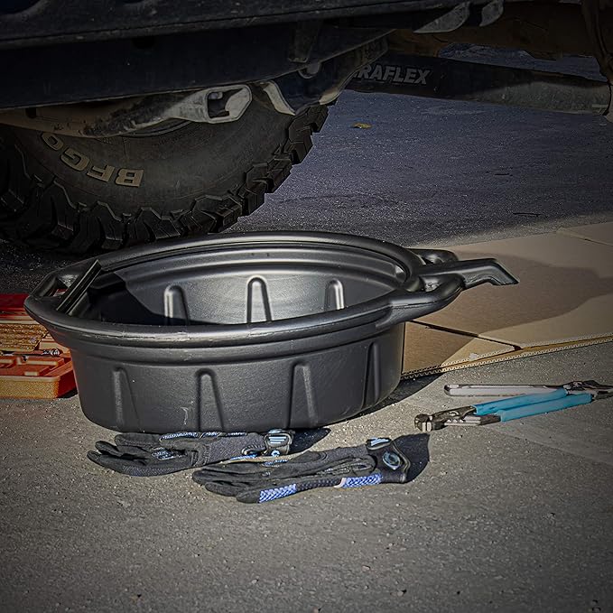 NEIKO 20762A Oil Drain Pan | Black Plastic Anti Splash | Motor Oil Drip Catcher - Image 6