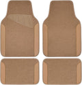 CAR PASS Beige Leather & Waterproof Car Carpet Floor Mats, Universal Car Mats by CARPASS