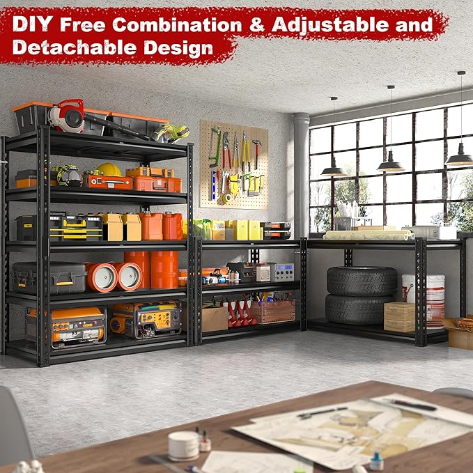 REIBII 72.1" H Garage Shelving 2000LBS Storage Shelves Heavy Duty Metal - Image 6