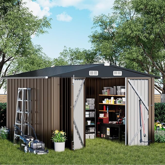 COMHOMA Shed Outdoor Storage Shed Metal, Lockable Doors Tool Sheds - Image 2