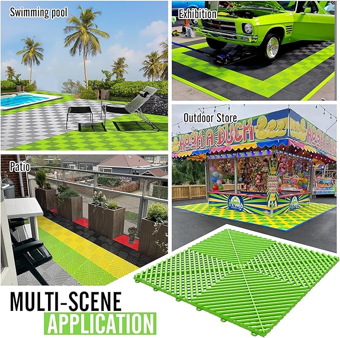 15.7"x15.7" Garage Flooring Tiles, Non-Slip Interlocking Plastic Garage Floor - Image 3