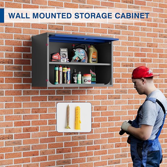 Metal Storage Cabinet Blue&Gray Wall Cabinets - Image 5
