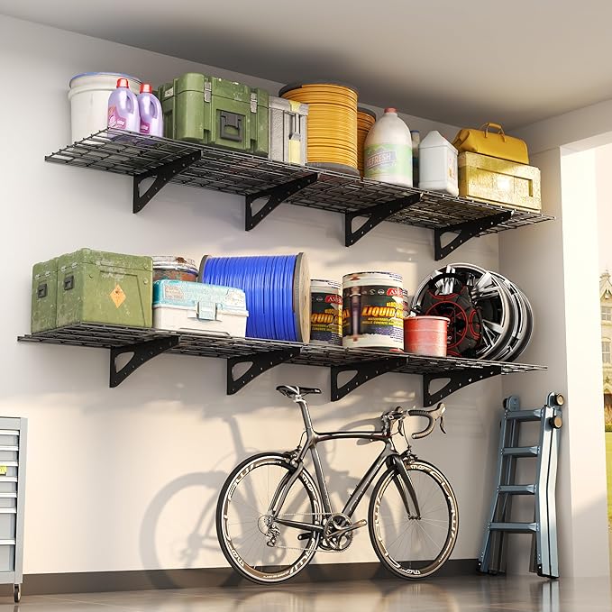 4Pack 2x6ft Garage Shelving Wall Mounted, 2400 Lbs Heavy Duty Garage Wall - Image 2
