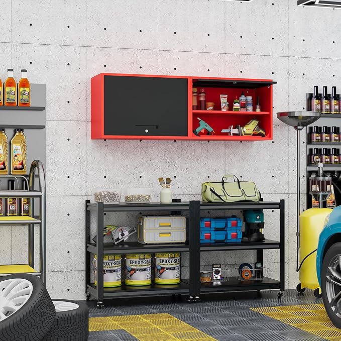 Metal Storage Cabinet Black Red Wall Cabinets - Image 4